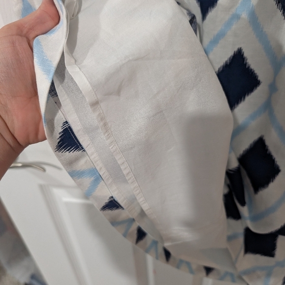 Talbots Blue White Linen Blend Sleeveless Knee Length Shift Dress in Size 16 - Picture 9 of 10